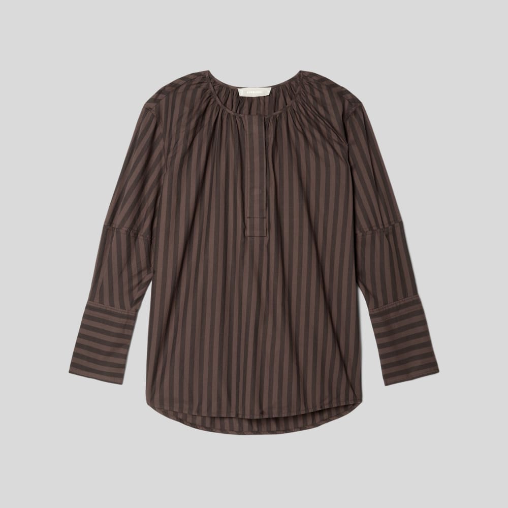 womens-silky-cotton-balloon-sleeve-top-chocolate-brown-black | alt