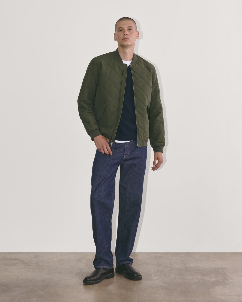 The Quilted Bomber Dark Forest – Everlane - Main Image