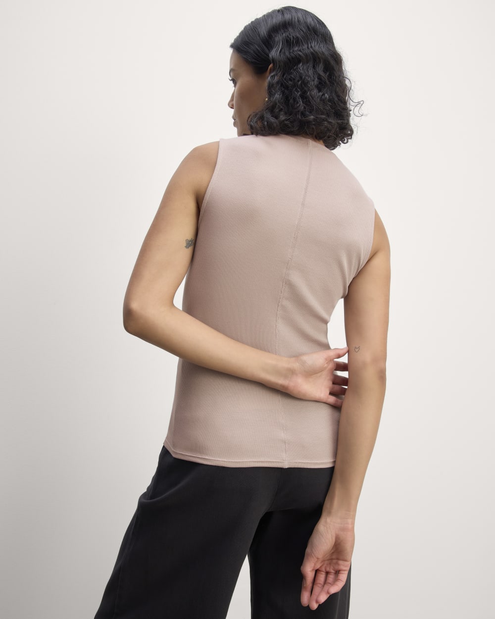 トップス ENFOLD LAYERED A-LINE TANK-TOPS The Luxe Rib Funnel-Neck Tank | Dusty Rose – Everlane