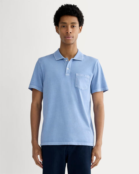 The Essential Organic Garment-Dyed Polo | Granada Sky Blue Garment