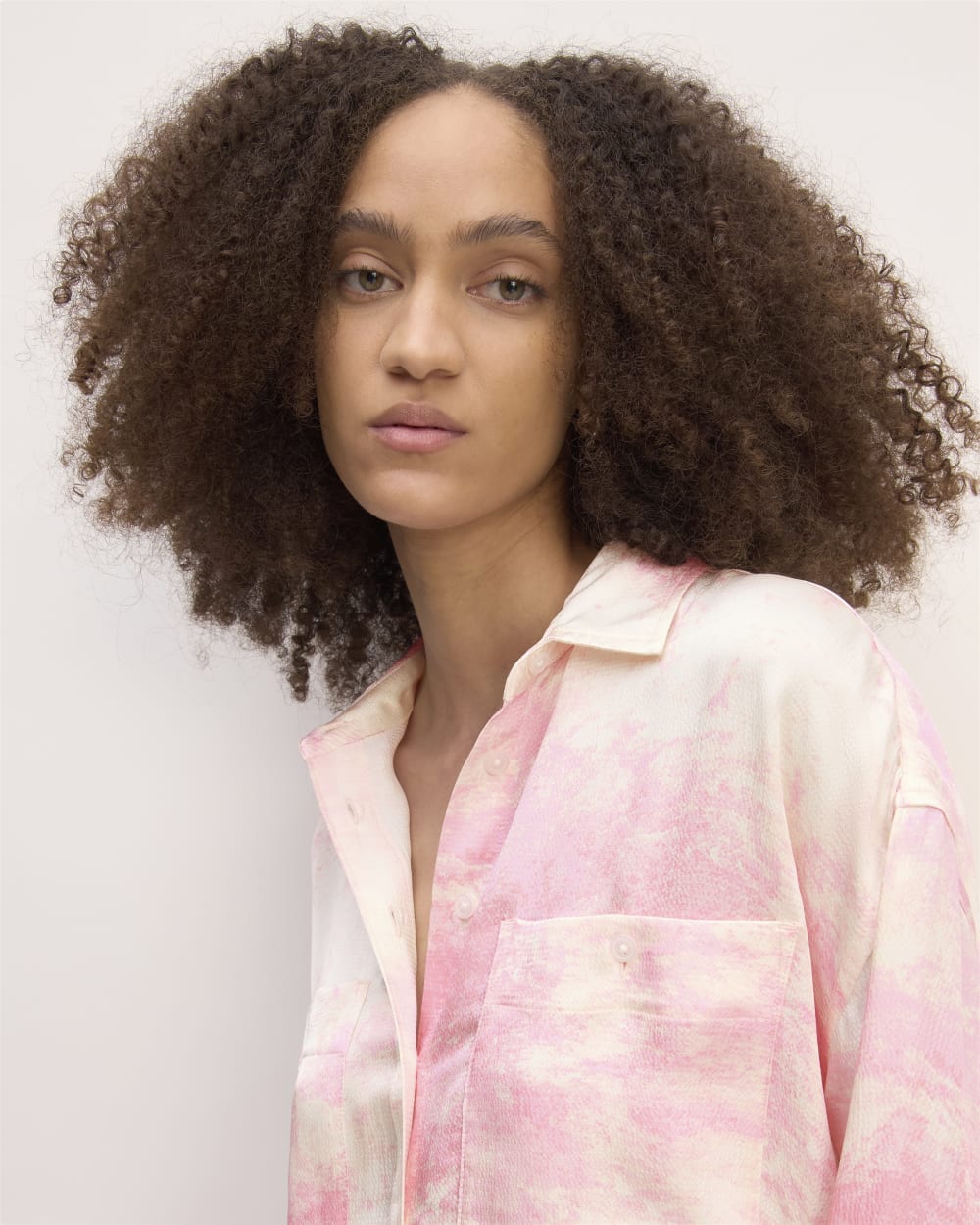The Everlane x Marques' Almeida Satin Tie-Dye Shirt | Pink