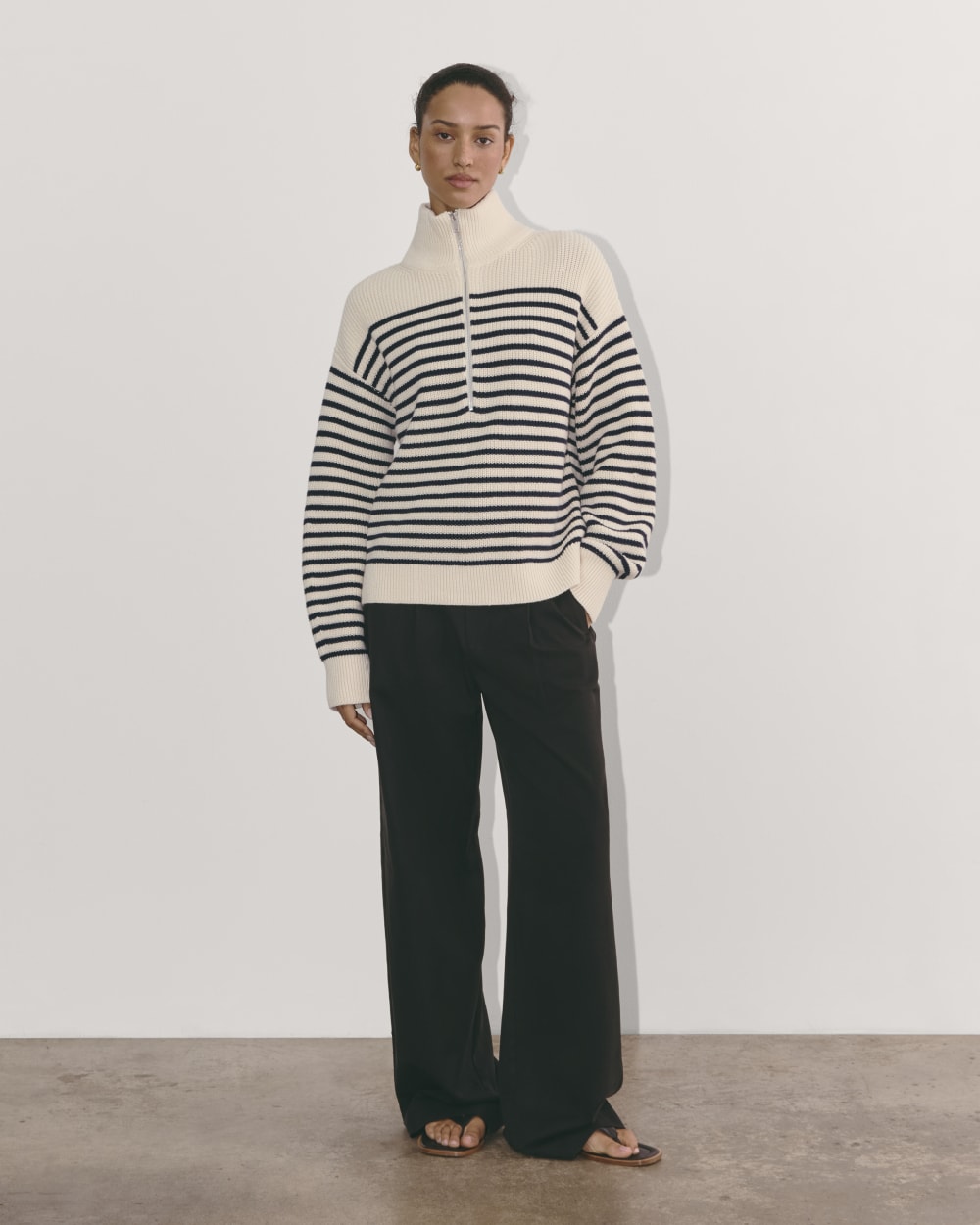 The Half-Zip in Everyday Cotton | Canvas / Navy – Everlane