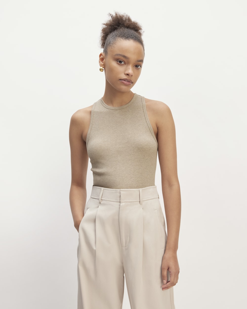 The Luxe Rib Racerback Tank | Heathered Tan – Everlane