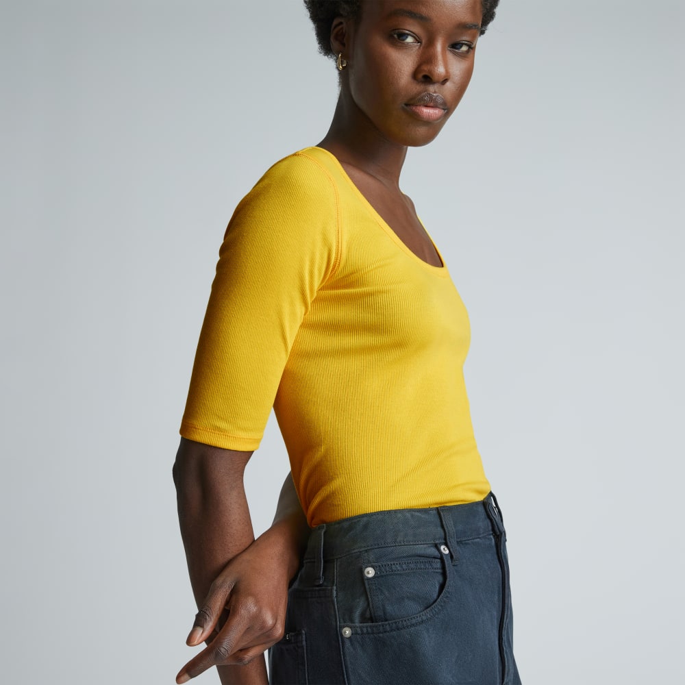 womens-pima-micro-rib-scoop-neck-yellow