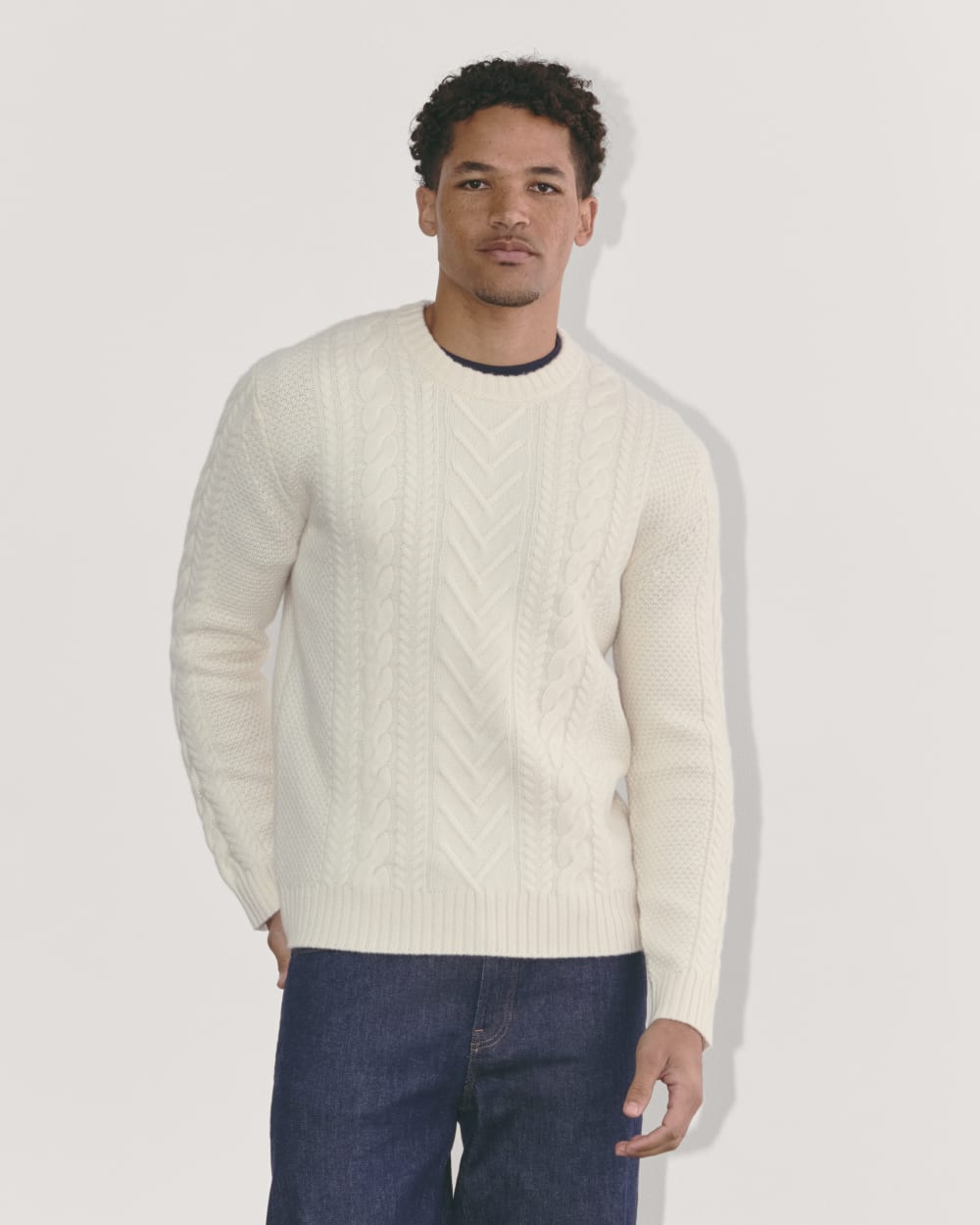 ニット+セーター FELTED MERINO WOOL CREW NECK KNIT The Felted Merino Cable-Knit Crew | Bone – Everlane