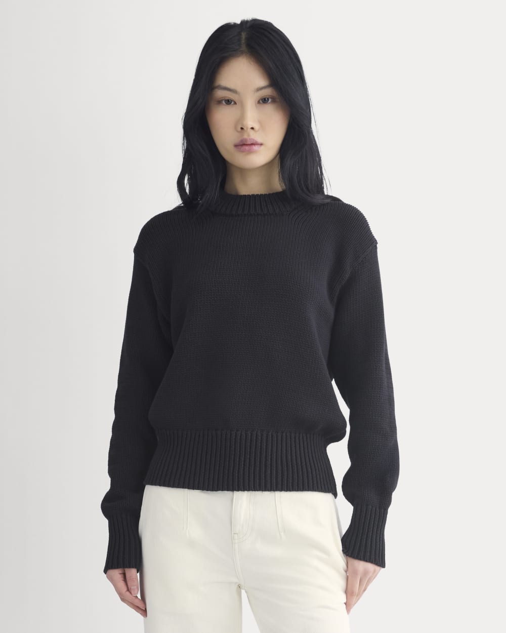 Oversized Cocoon Crew in Elevated Cotton | Black – Everlane