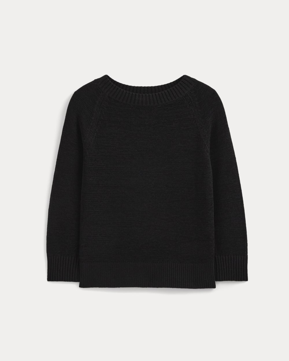 womens-wide-neck-crew-sweater-tape-yarn-black | alt