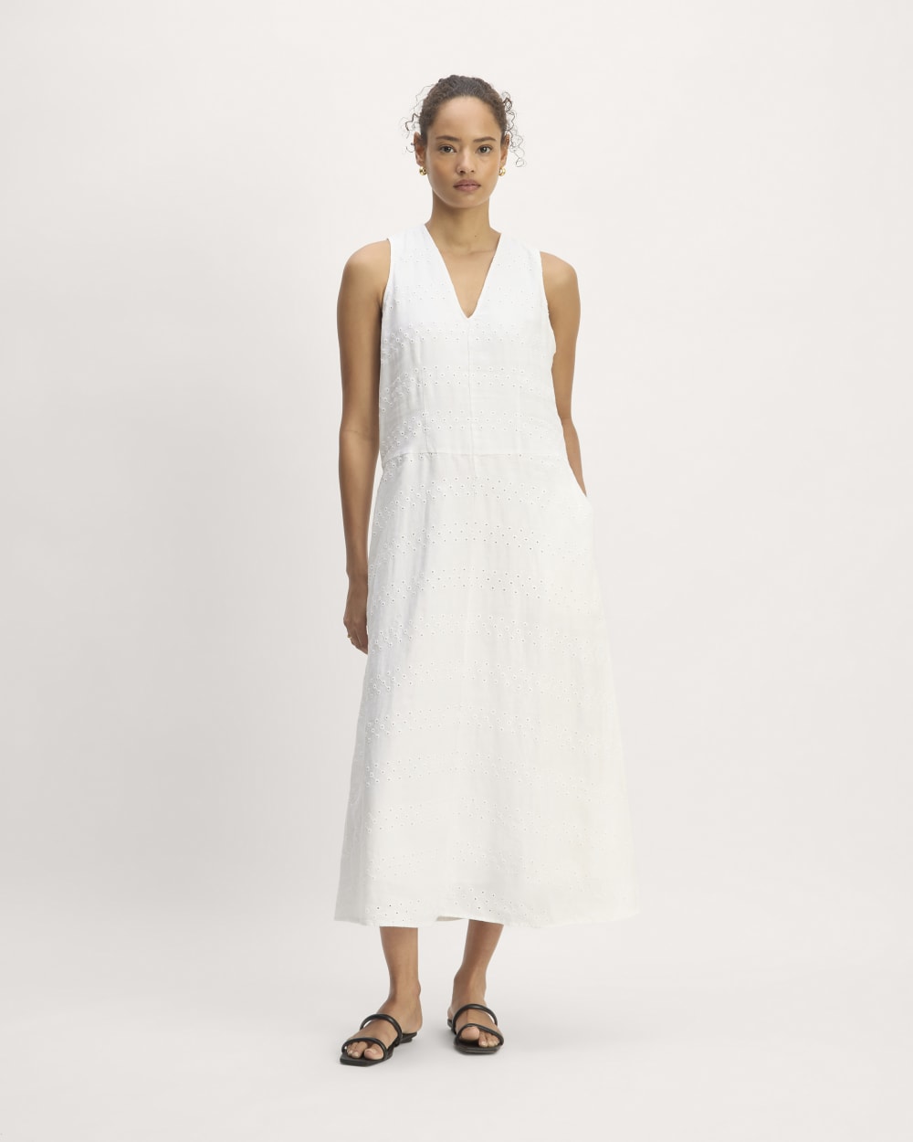 The Linen Eyelet Maxi Dress