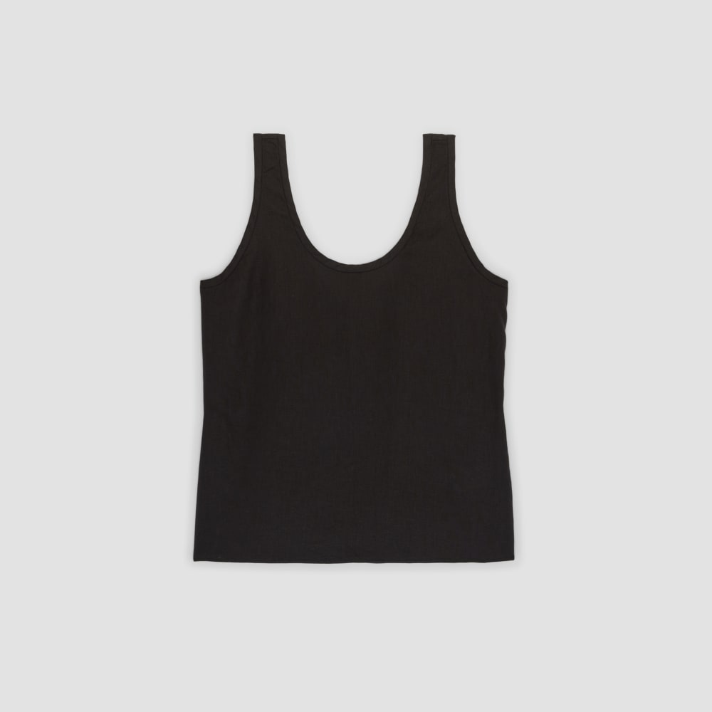 womens-linen-scoop-neck-tank-black | alt