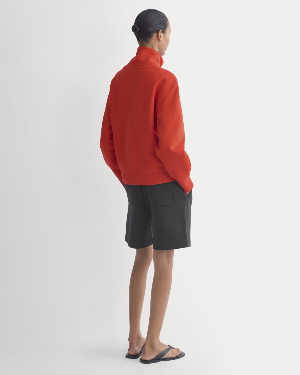 womens-luxe-fleece-half-zip-sweatshirt-fiery-red