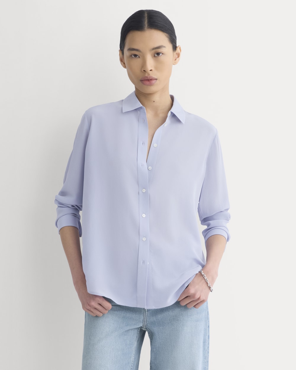 womens-clean-silk-relaxed-shirt-aleutian | primary