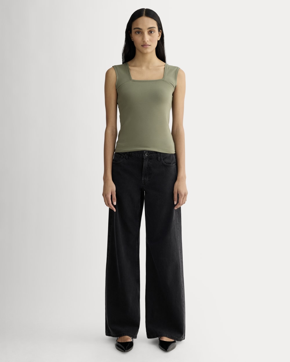 The Form Square-Neck Tank | Lichen Green – Everlane