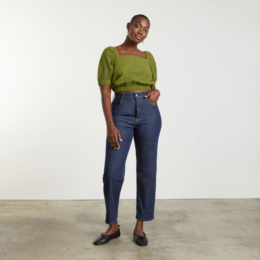 womens-eyelet-puff-sleeve-top-moss