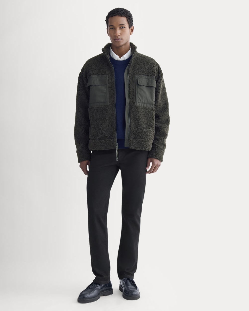 heve ラッフルジャケット BL black ReTrack Fleece Zip-Up | Black – Everlane