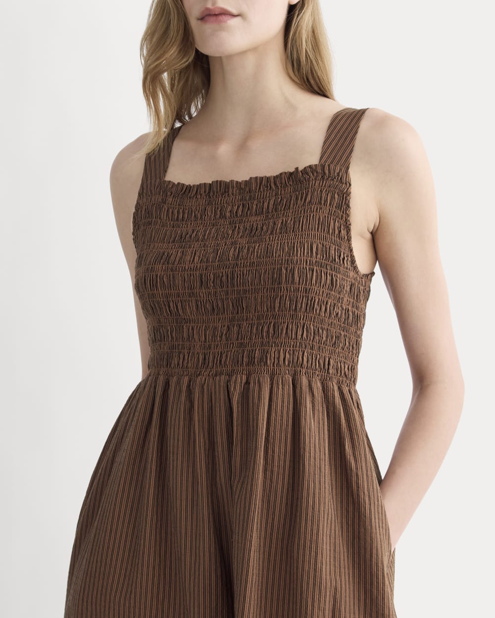 The Gauze Smock Dress | Carob Brown / Black Everlane The Gauze Smock Dress | Carob Brown / Black Everlane