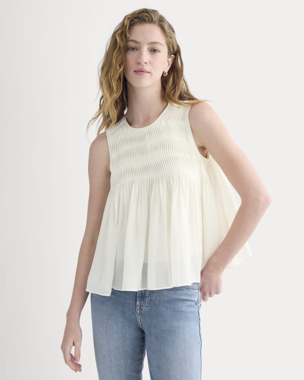 Twisted Pleat Tank in Silk Georgette