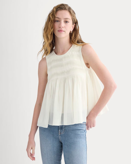 womens-twisted-pleat-tank-silk-georgette-bone | primary
