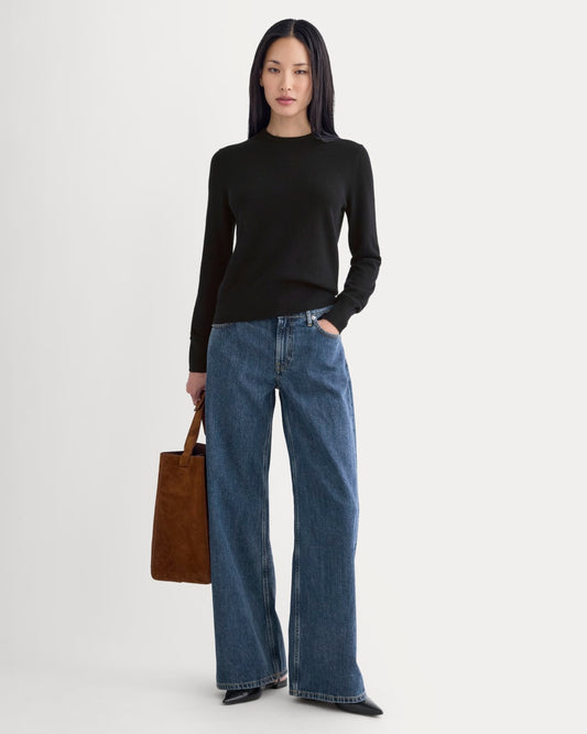 womens-cashmere-slim-crew-sweater-black | primary