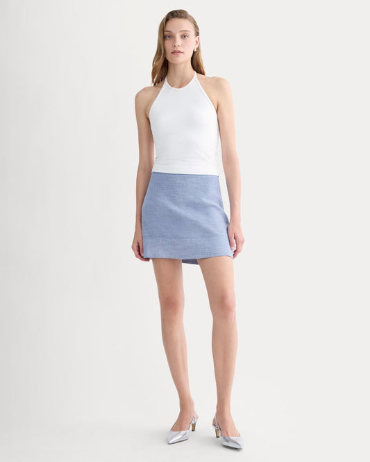 womens-mini-skirt-in-stretch-linen-chambray | primary