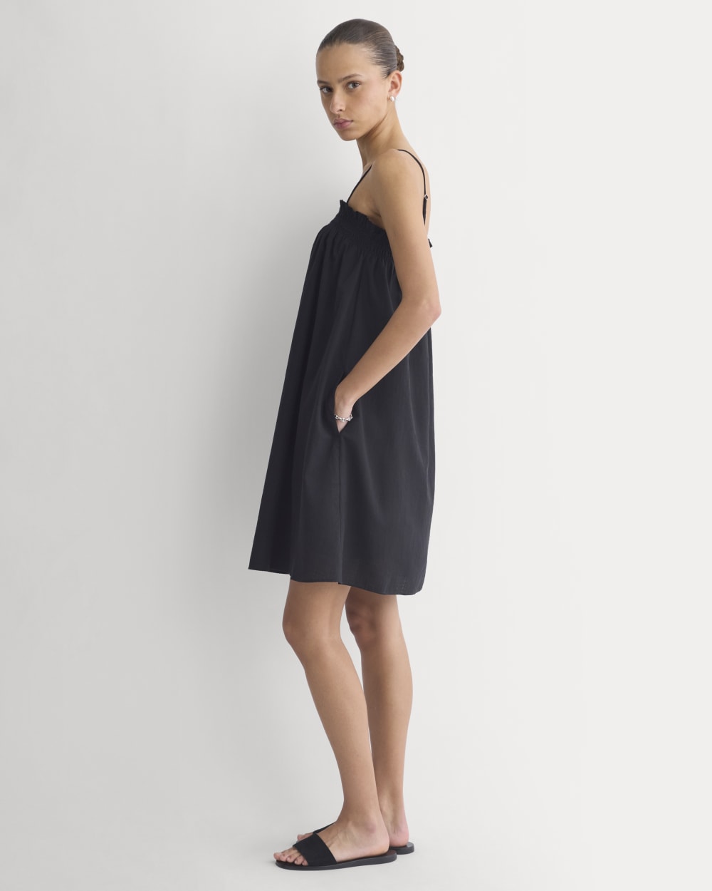 womens-gauze-smocked-dress-black