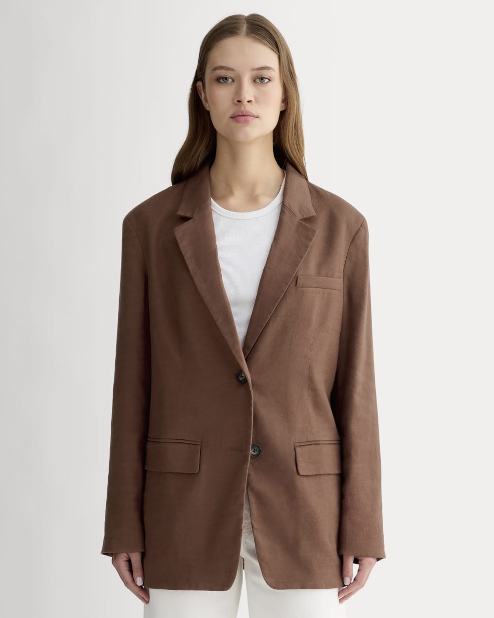 womens-oversized-blazer-stretch-linen-cedarwood | primary