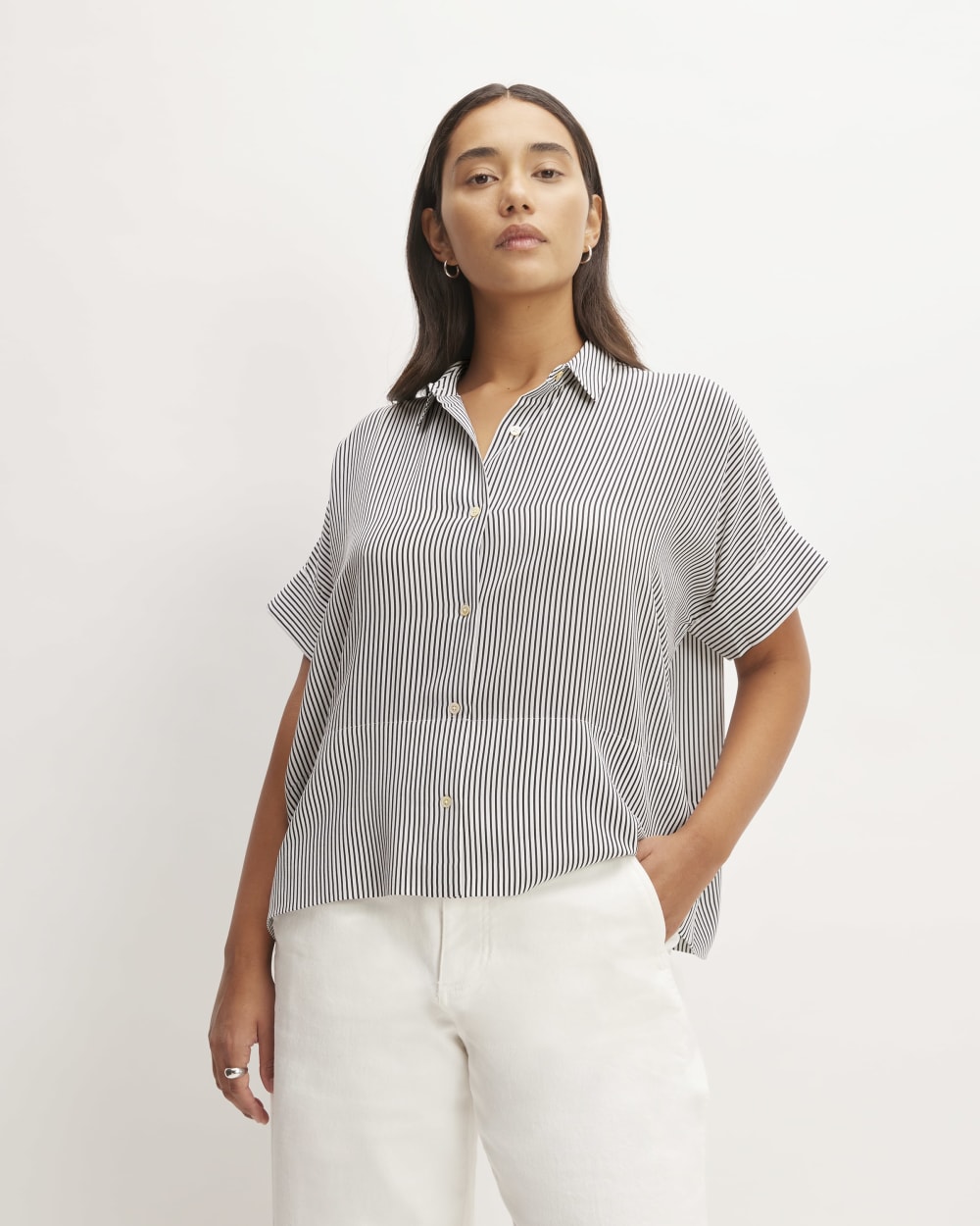 womens-clean-silk-ss-square-shirt-black-white | primary
