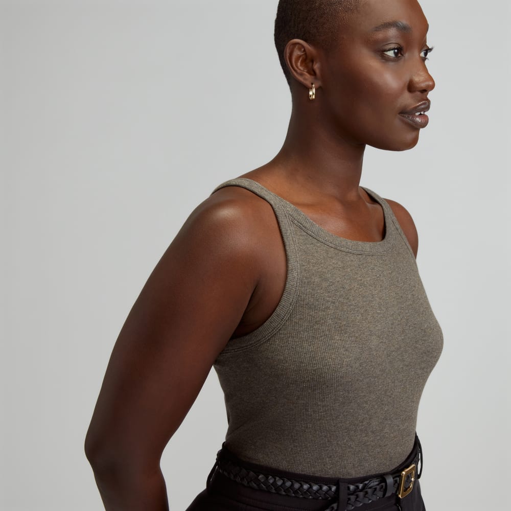 The Supima® Micro-Rib Cropped Tank | Heathered Fatigue – Everlane