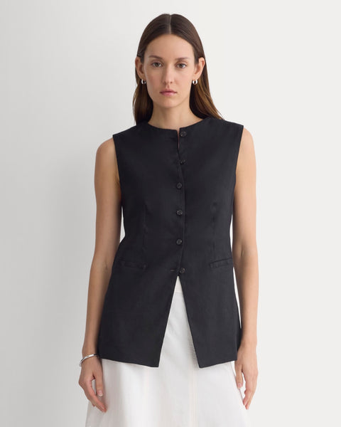 Long Vest in Stretch Linen | Black – Everlane