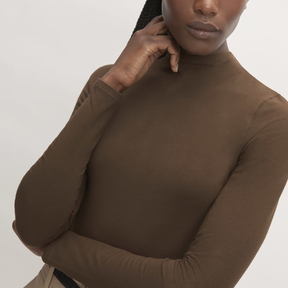 womens-supima-stretch-funnel-neck-tee-cocoa | alt