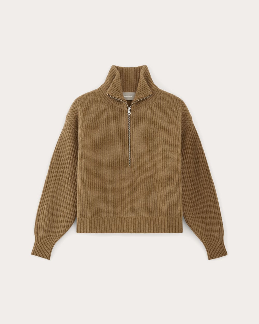 womens-felted-merino-halfzip-sweater-deep-camel | alt