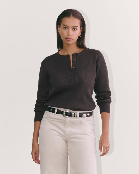 womens-cotton-waffle-henley-tee-black | primary
