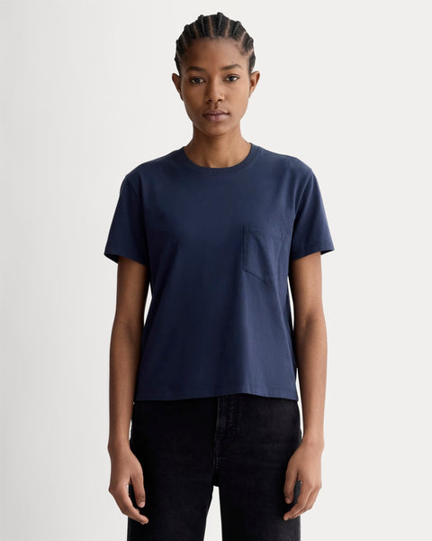 The Box-Cut Tee in Essential Cotton | Navy | Pocket – Everlane