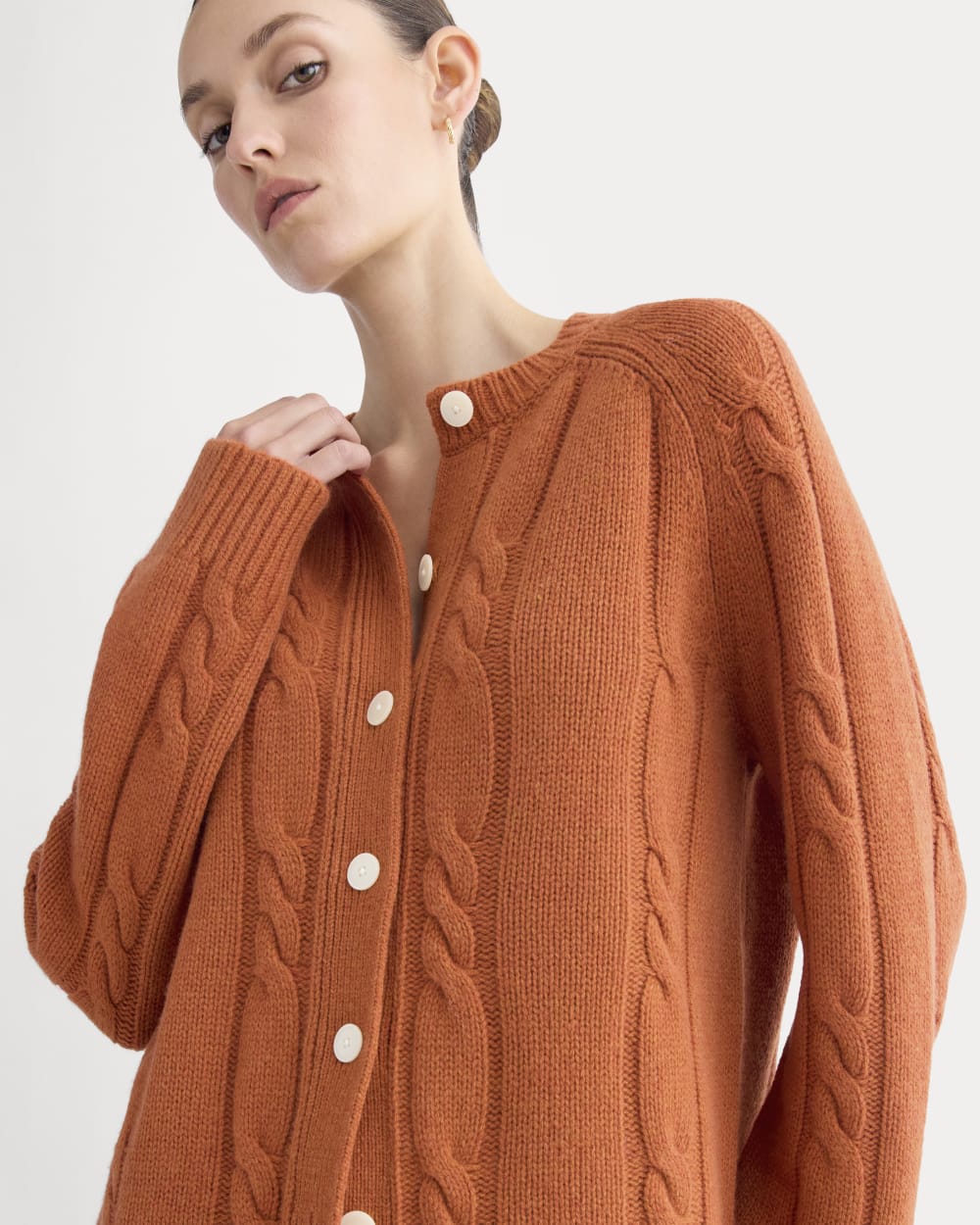 Cable Cardigan in Extrafine Luxe Merino | Rust Heather – Everlane