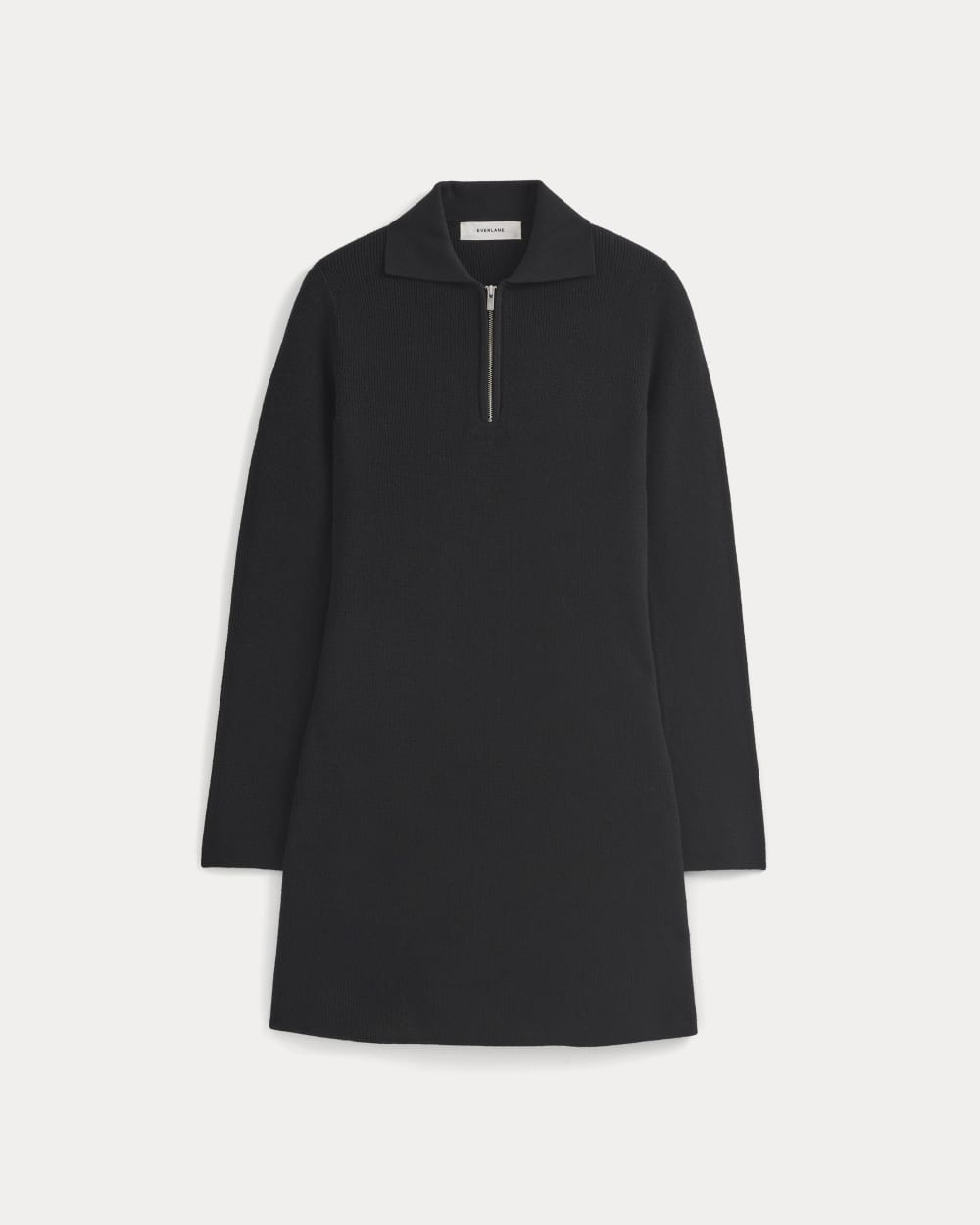 Everlane Knit Quarter-Zip Polo Dress In Black, Size XL, Viscose Everlane Knit Quarter-Zip Polo Dress In Black, Size XL, Viscose