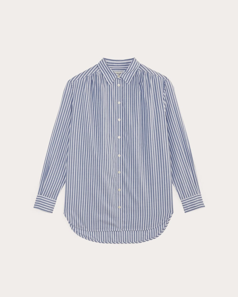 womens-gathered-shirt-silky-cotton-bone-mazarine-blue | alt