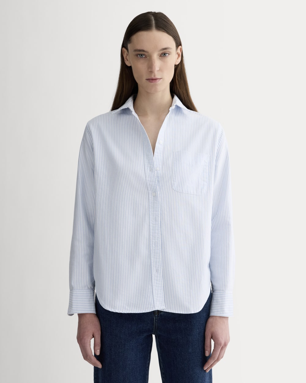 womens-relaxed-oxford-shirt-white-blue | primary