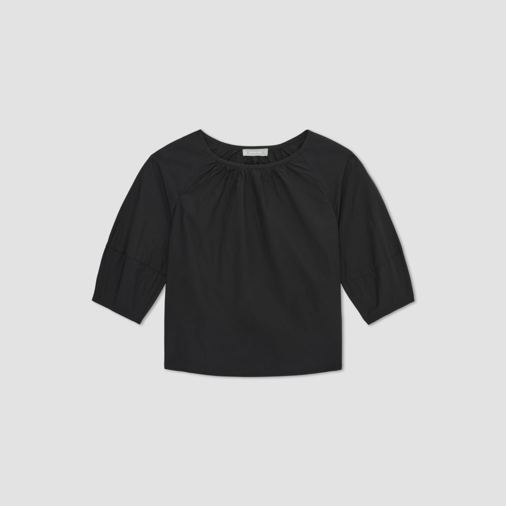 womens-poplin-scoop-neck-top-black | alt