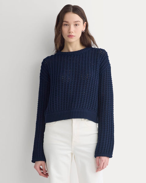 Open-Knit Crew in Elevated Cotton | Navy – Everlane