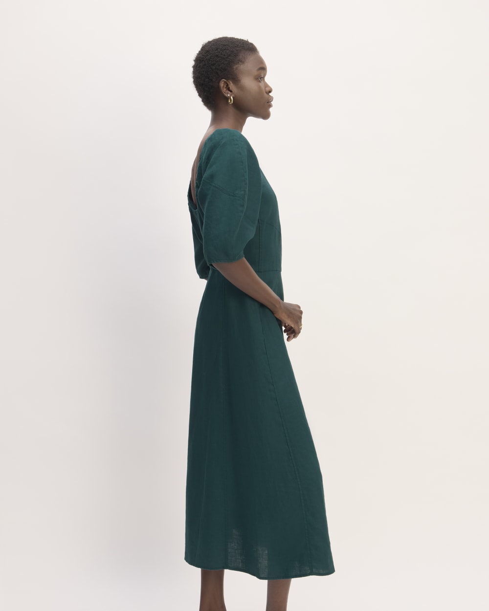 overlay midi dress in good linen Pure Linen Midi Dress With Pockets, Summer Clothing