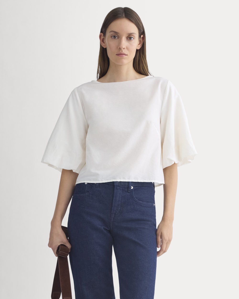 womens-bubble-sleeve-top-bone | primary
