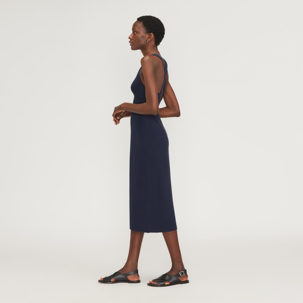 strapless open back dress The Ribbed Cotton Cross-Back Dress