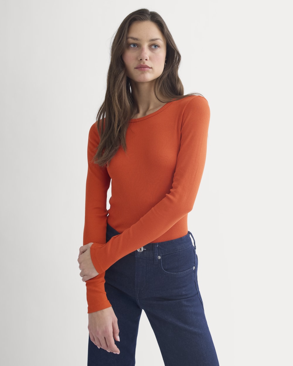 womens-supima-rib-long-sleeve-crew-rust | primary