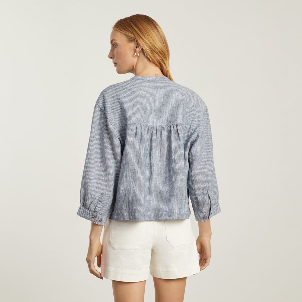 womens-linen-billow-blouse-blue-pinstripe