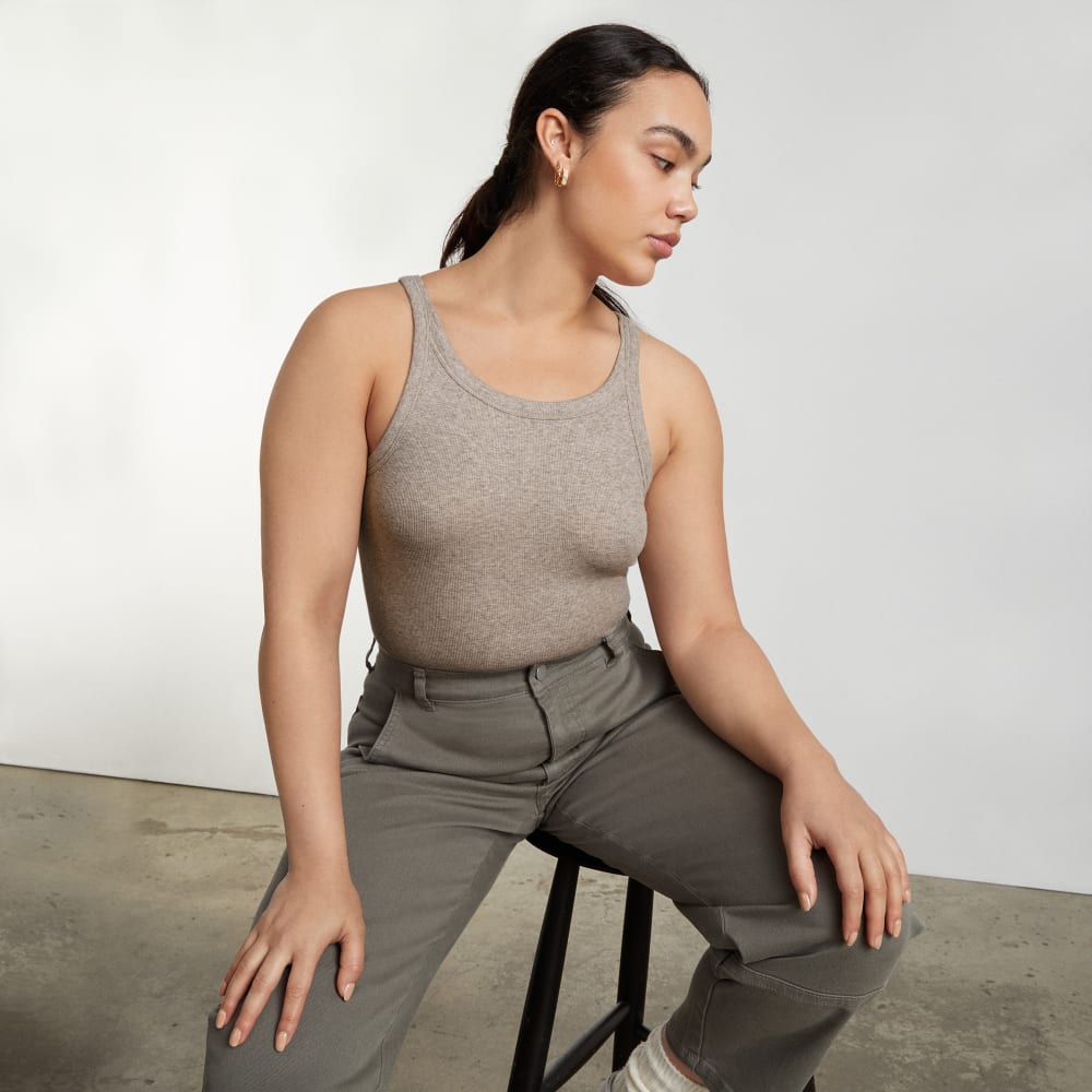 The Pima Micro-Rib Short Tank | Heathered Burnt Sugar – Everlane