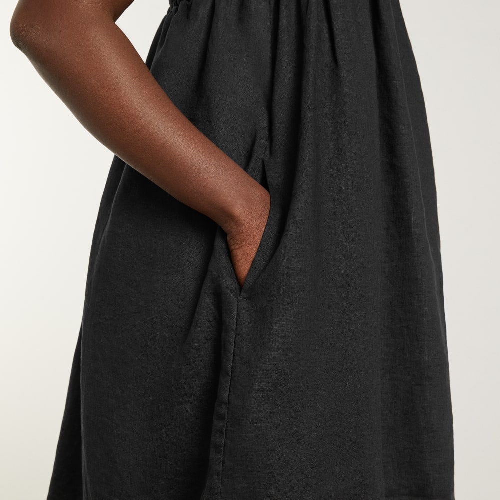 womens-smocked-linen-dress-black