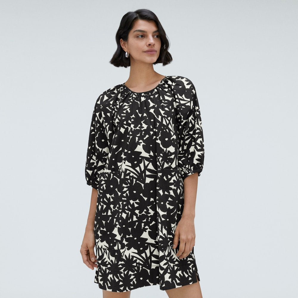 womens-seersucker-puff-sleeve-dress-black-canvas-floral