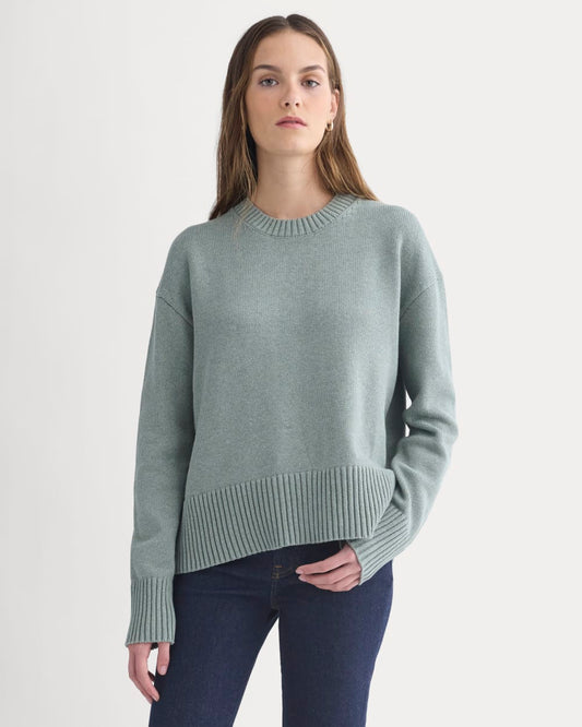 womens-organic-cotton-crew-sweater-heathered-lilypad | primary