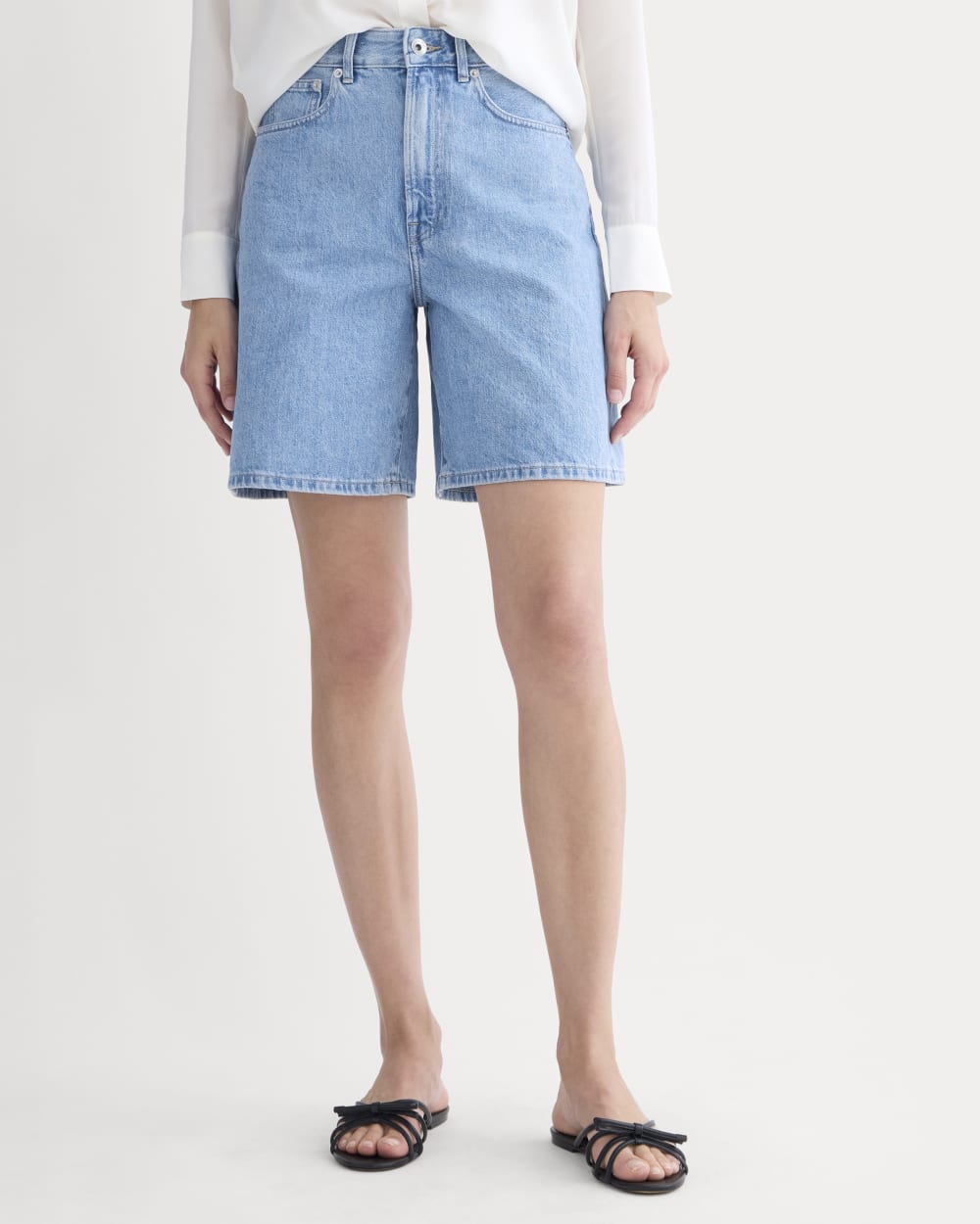 The Long A-Line Denim Short Light Indigo – Everlane