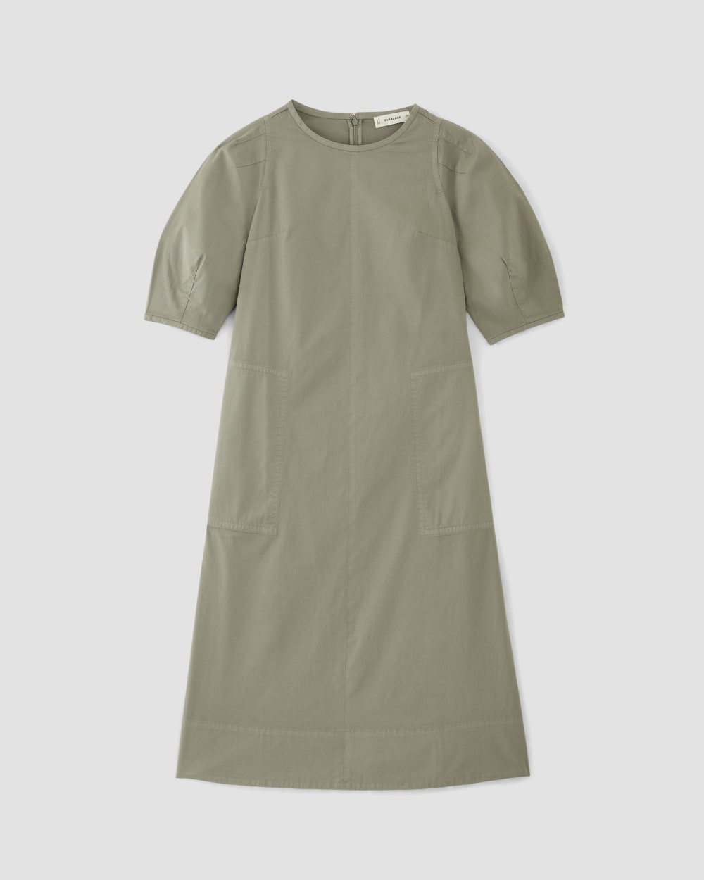 womens-short-sleeve-puff-midi-dress-sage-green | alt