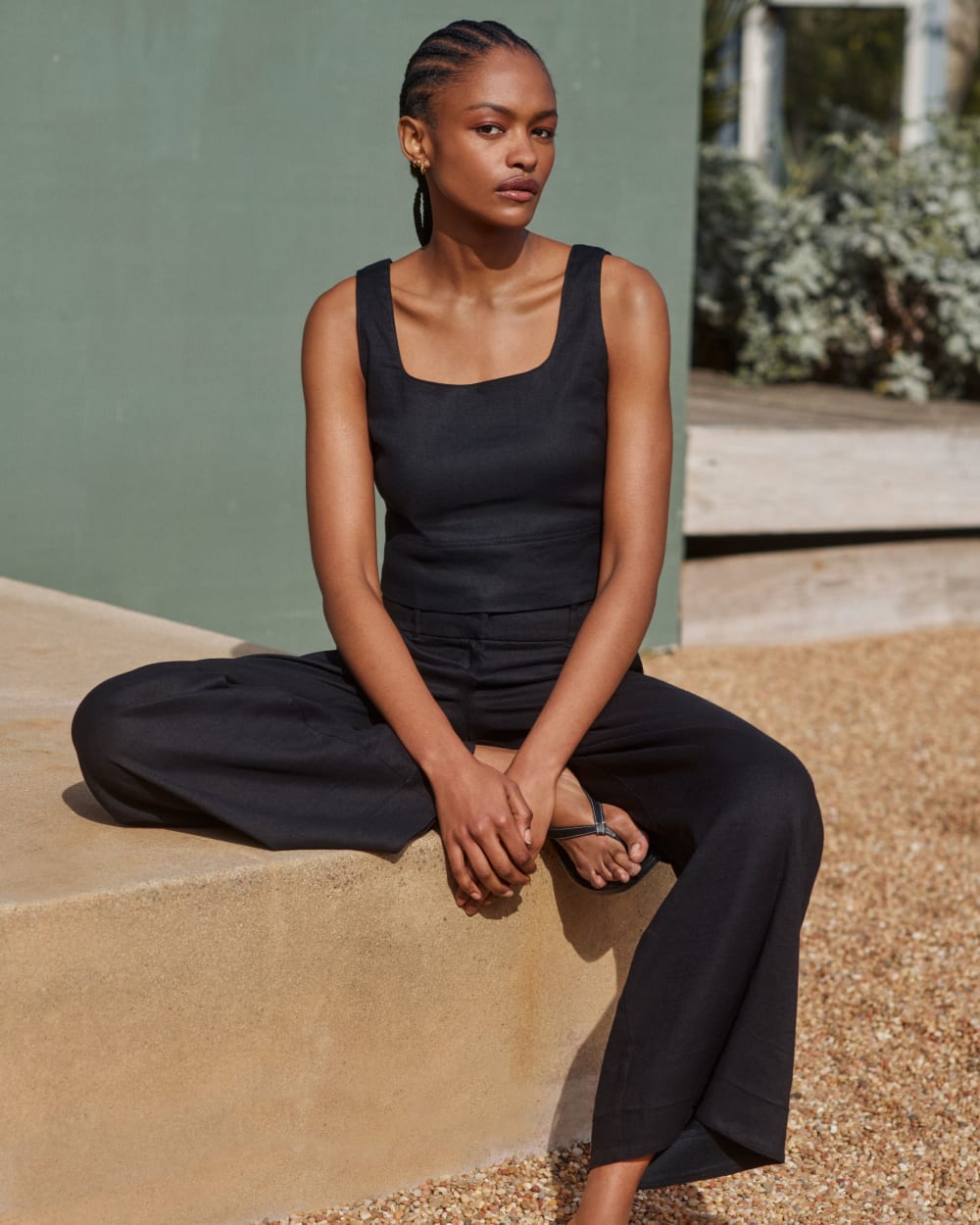 The Wide-Leg Pant in Stretch Linen | Black – Everlane